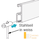 Aufhängezubehör Stahlseil weiss mit Schraubgleiter